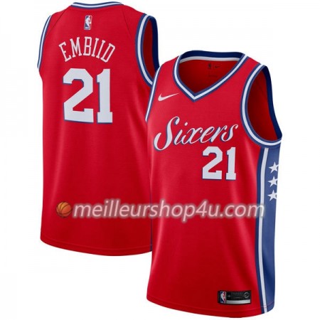 Maillot Basket Homme Philadelphia 76ers Joel Embiid 21 Nike 2017-18 Rouge Swingman